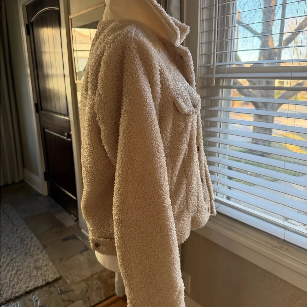 Sanctuary Sherpa Teddy Jacket Cream Button Up Size Small - Picture 3 of 5